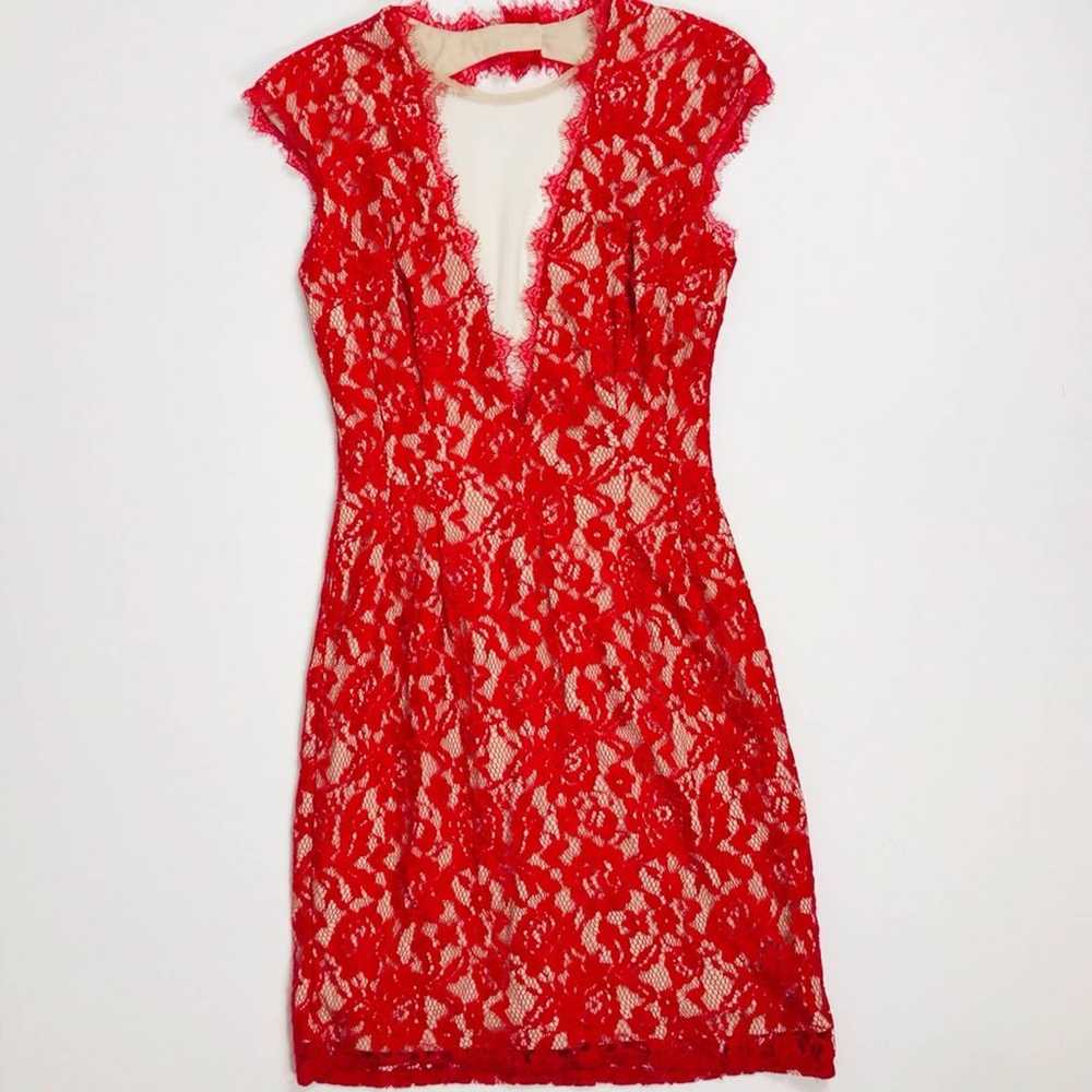 AIDAN MATTOX Dress Floral Lace Cutout Mini RED SZ… - image 5