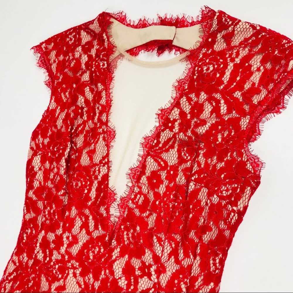 AIDAN MATTOX Dress Floral Lace Cutout Mini RED SZ… - image 6