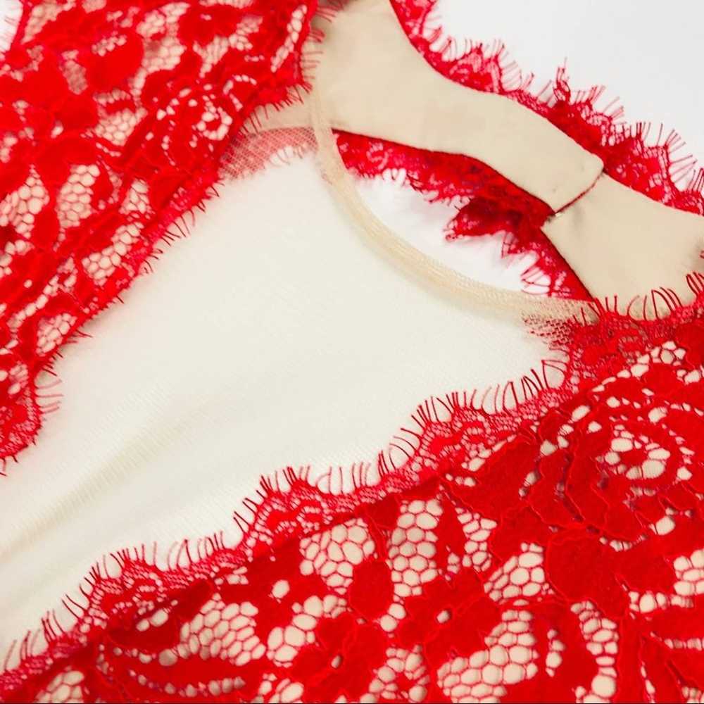 AIDAN MATTOX Dress Floral Lace Cutout Mini RED SZ… - image 7