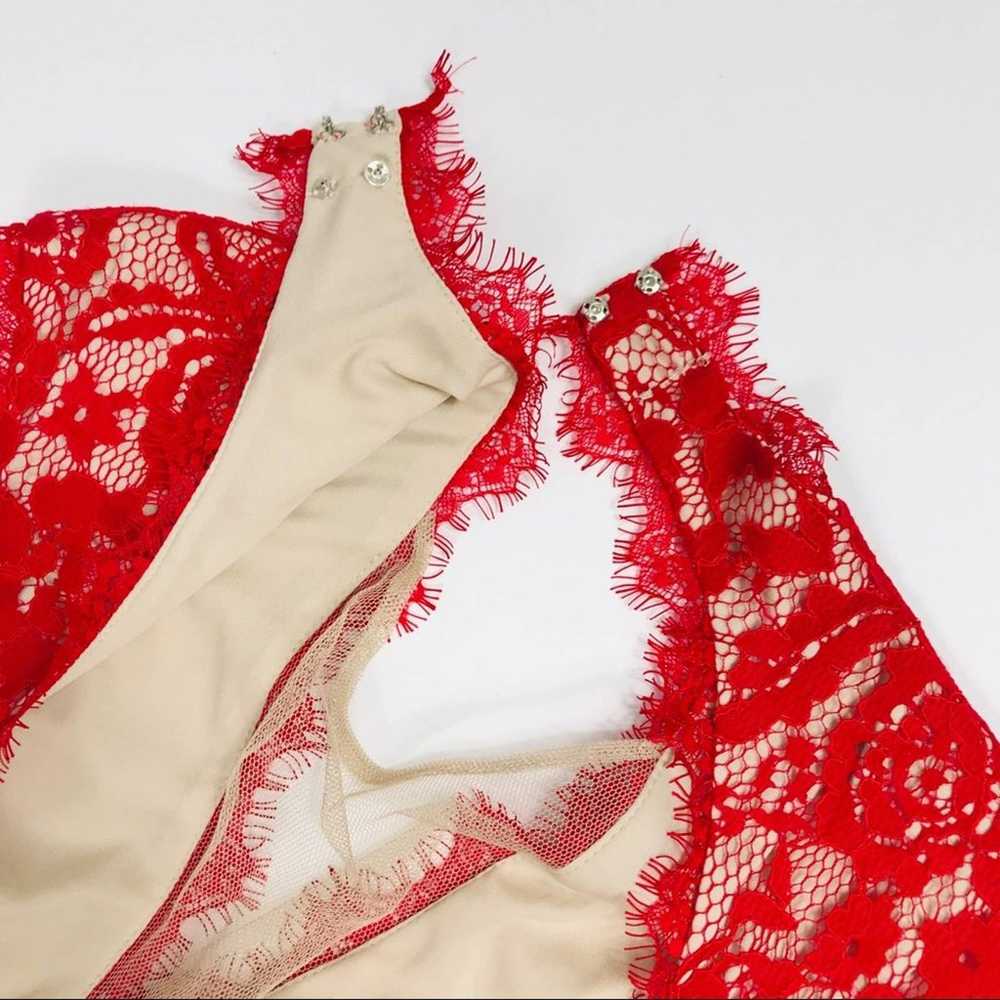AIDAN MATTOX Dress Floral Lace Cutout Mini RED SZ… - image 9