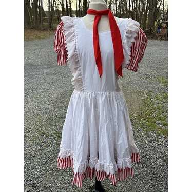 square dance Dress Red White M/L Cottage Prairie … - image 1
