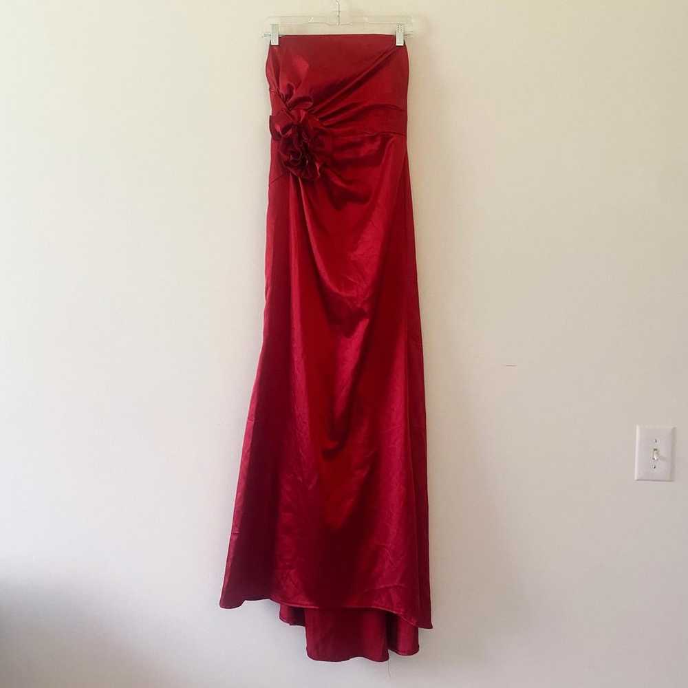 JESSICA McCLINTOCK vintage red strapless rosette … - image 1