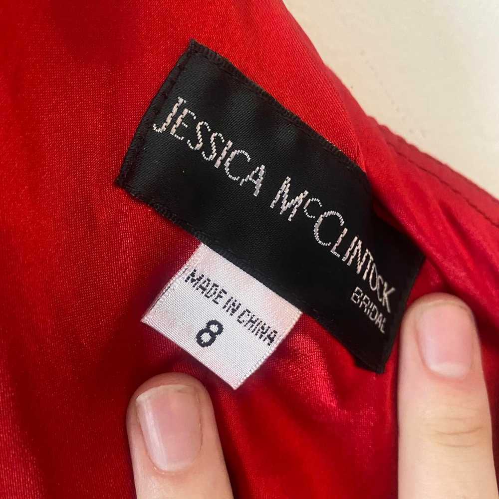 JESSICA McCLINTOCK vintage red strapless rosette … - image 5