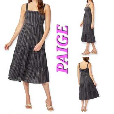 PAIGE Santibel Linen mix/blend Stripe Tiered Midi 