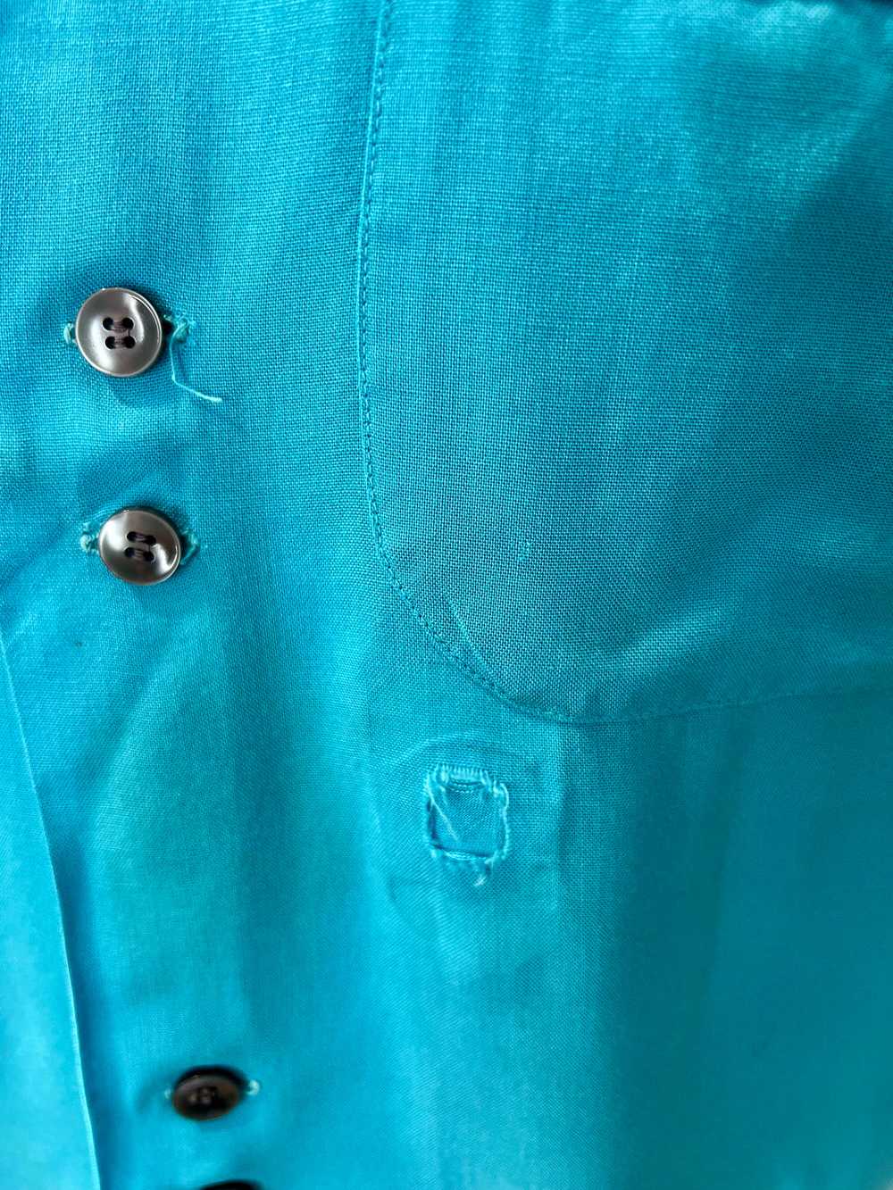 60’s Aqua Blue Bowling Shirt By The Concord Olymp… - image 4