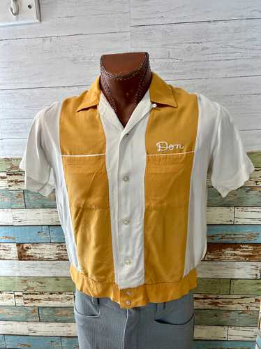 60’s Yellow & White Panel Bowling Shirt By The Con