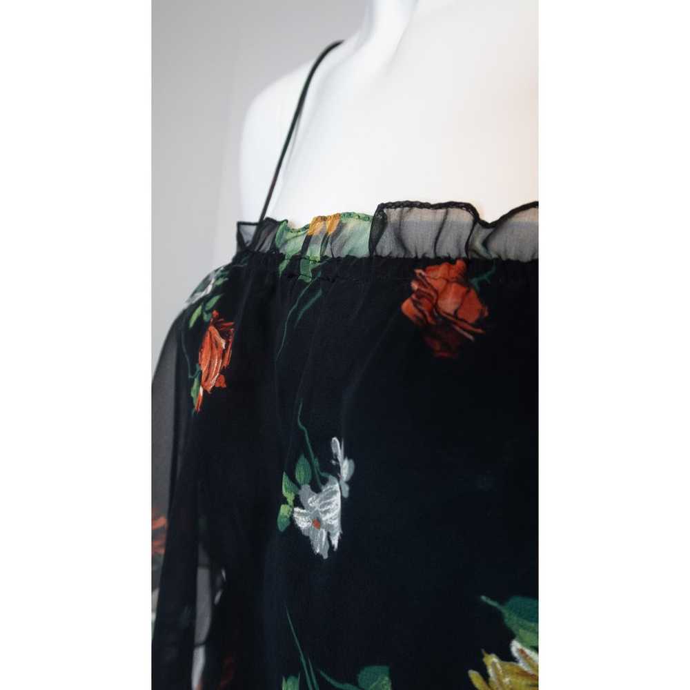 VINTAGE '70s Black Tiered Floral Chiffon Midi Dre… - image 10