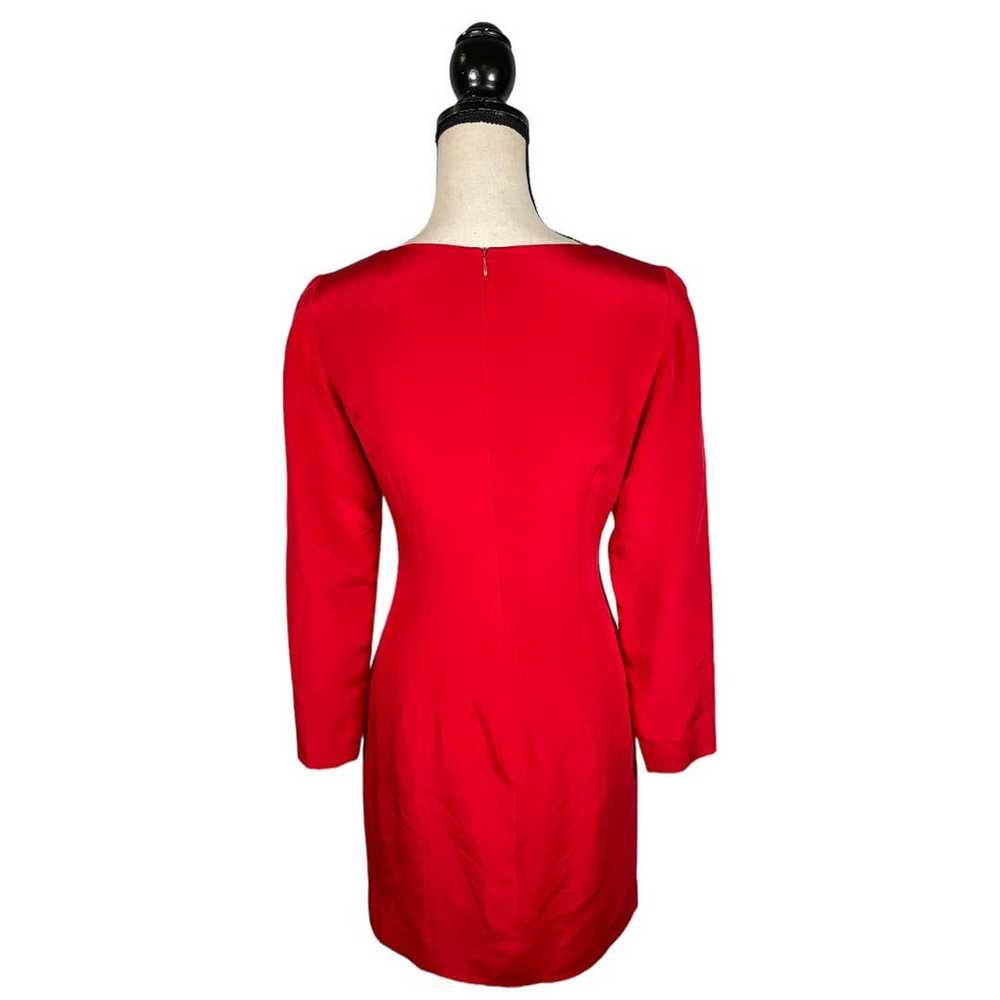 Hugo Buscati Collection Red 100% Silk V-Neck Dres… - image 3