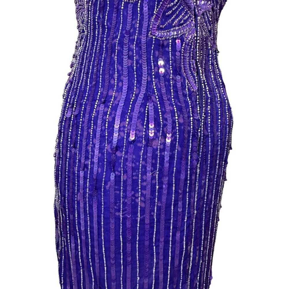 VTG Silk Pearl Beaded Sequin Flapper Dress - image 5