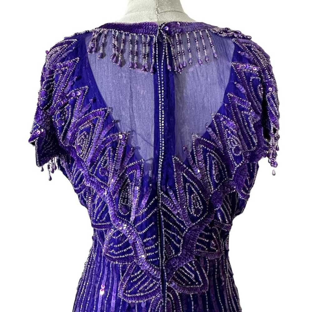 VTG Silk Pearl Beaded Sequin Flapper Dress - image 6