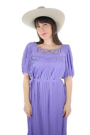 1970s Lavender Pleated Flowy Midi Selected By Moo… - image 1