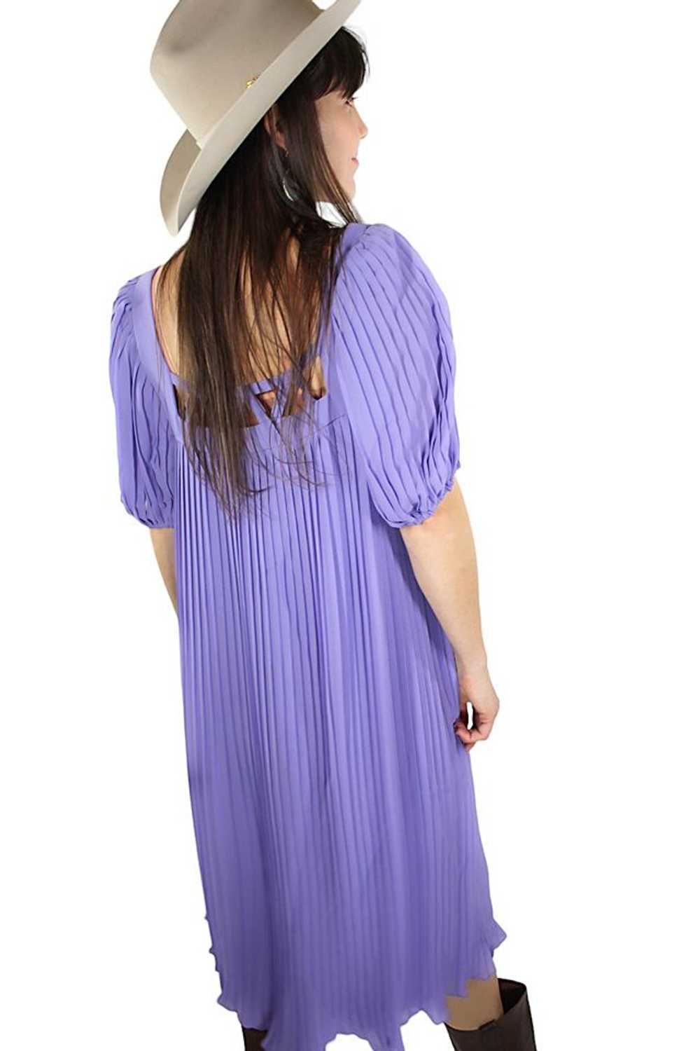 1970s Lavender Pleated Flowy Midi Selected By Moo… - image 4