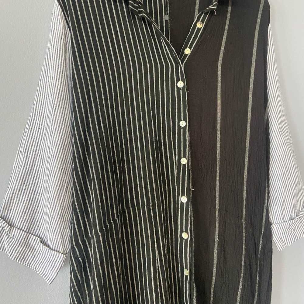 Alembika Black Mixed Stripe Lagenlook Midi Shirtd… - image 5