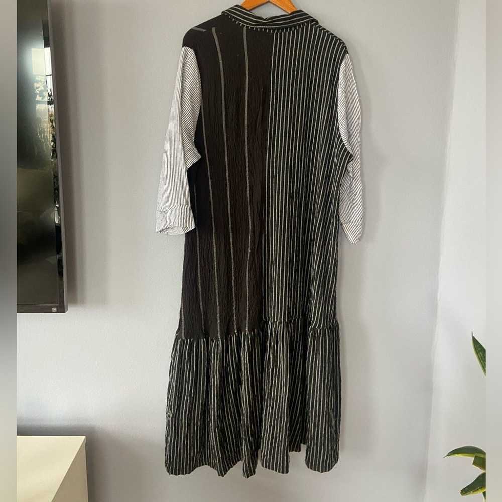 Alembika Black Mixed Stripe Lagenlook Midi Shirtd… - image 6