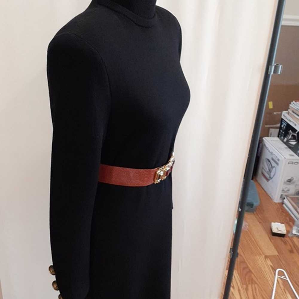 St John Black Knitted Mock Collar Dress - image 3
