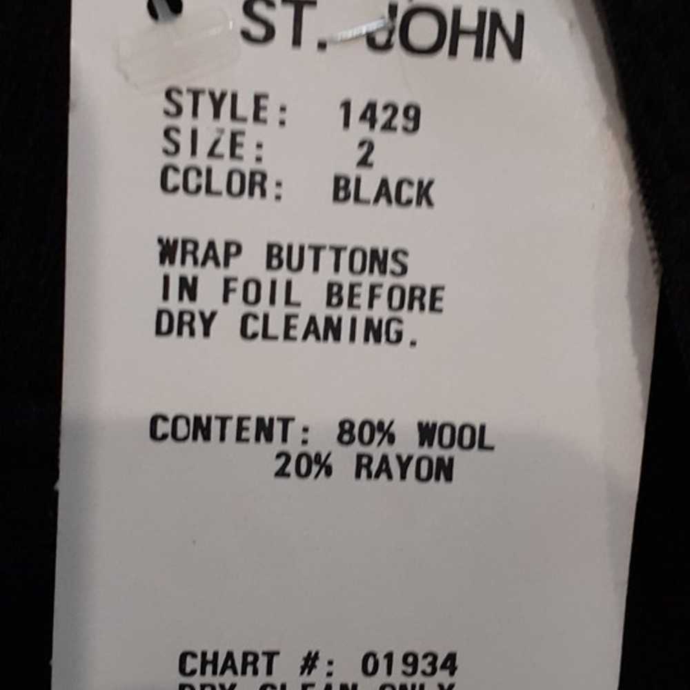 St John Black Knitted Mock Collar Dress - image 4