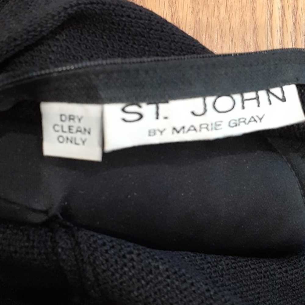 St John Black Knitted Mock Collar Dress - image 5