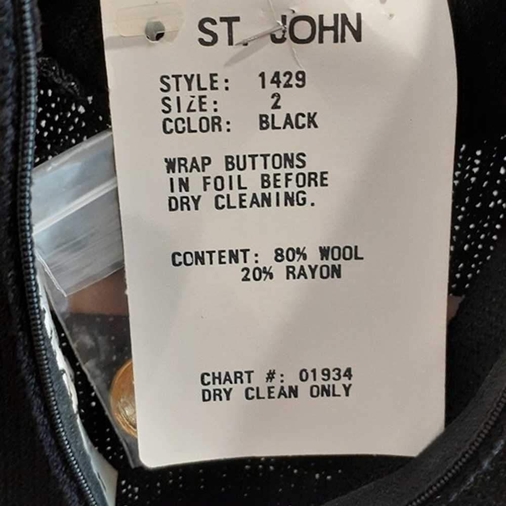 St John Black Knitted Mock Collar Dress - image 6
