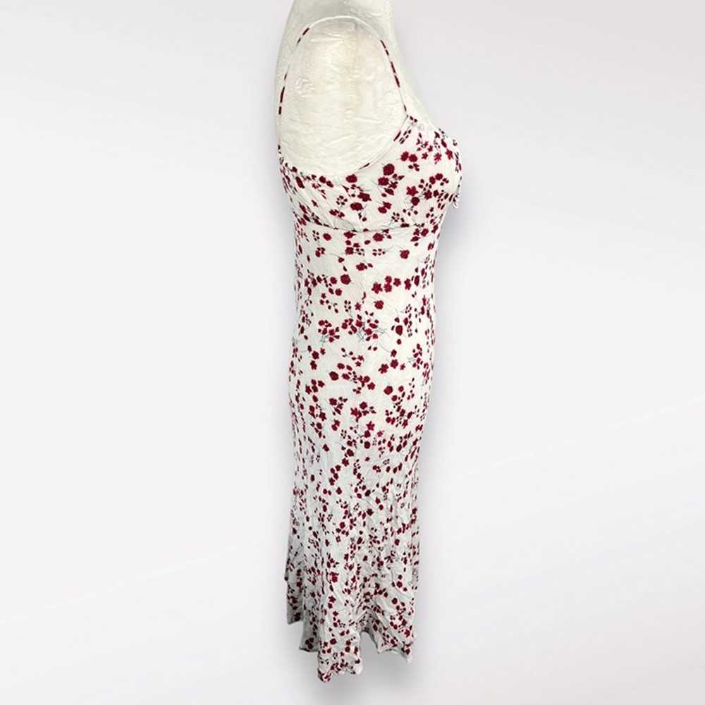 Bershka Knee Length Dress Floral Crepe White Gath… - image 2