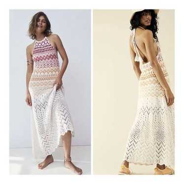 Free People Ikat Oasis Maxi Dress Halter Crochet … - image 1