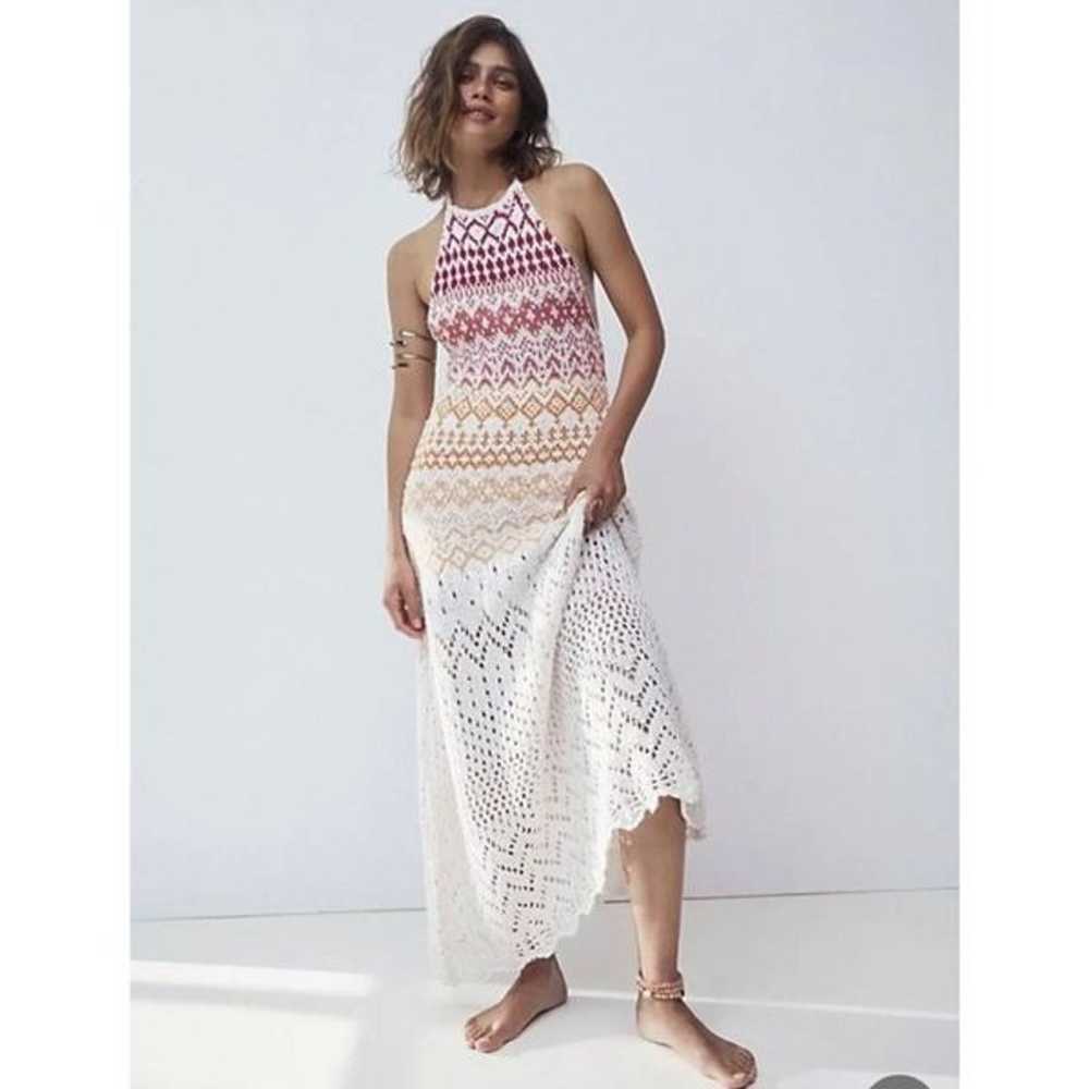 Free People Ikat Oasis Maxi Dress Halter Crochet … - image 4