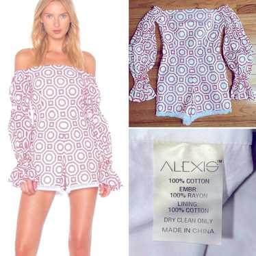 Alexis Kizzy $484 Off The Shoulder Romper RED WHI… - image 1