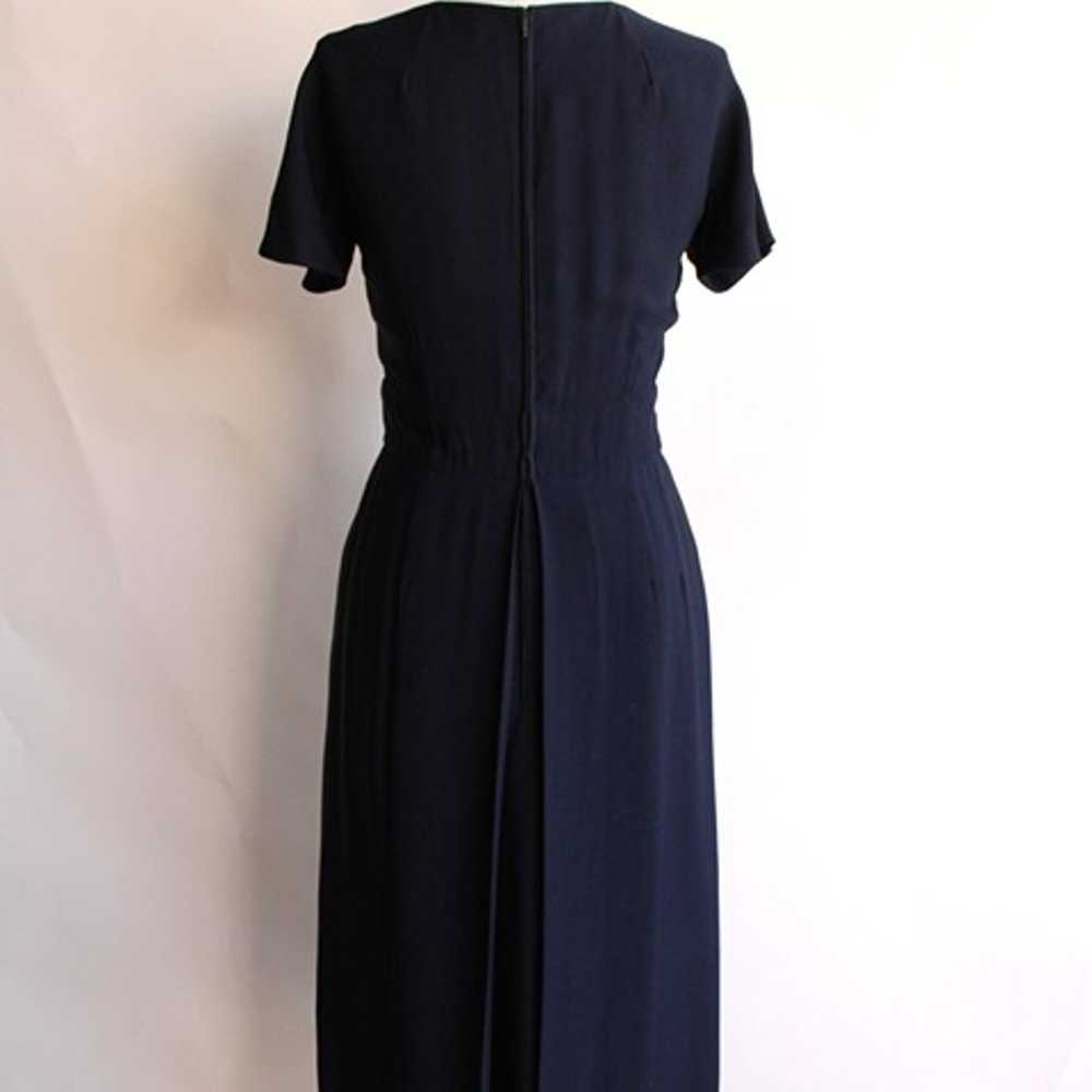 Vintage 1950s Dress / Navy Blue Rayon Dress With … - image 12