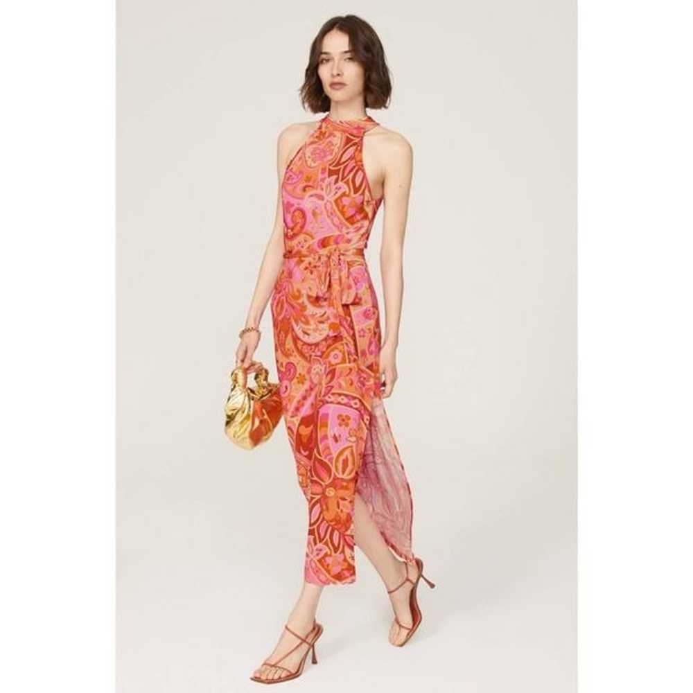 RIXO Pink printed halter maxi Celeste Dress Size … - image 2