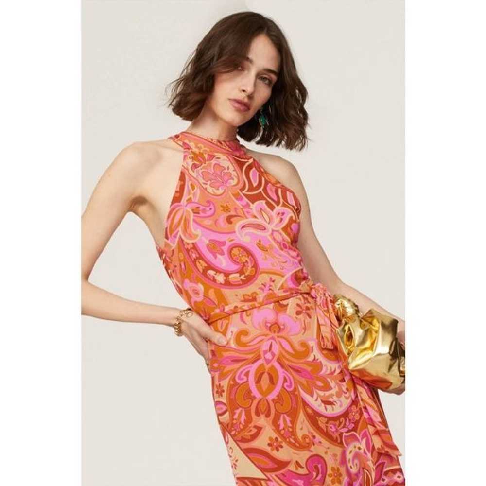 RIXO Pink printed halter maxi Celeste Dress Size … - image 5