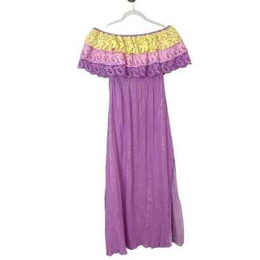 Sundress Eyelet Maxi Dress Josepha Purple Pink Ru… - image 1