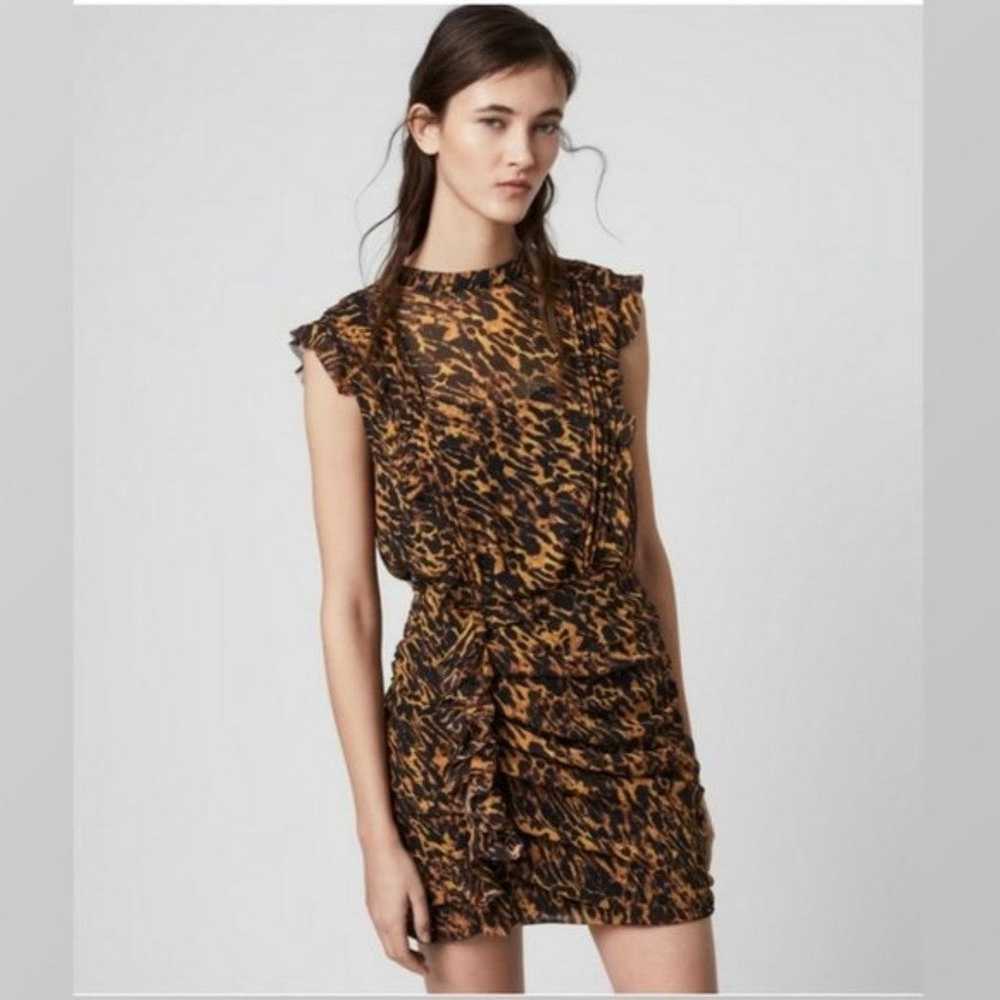 ALLSAINTS Hali Ambient Dress Leopard Print Ruched… - image 2