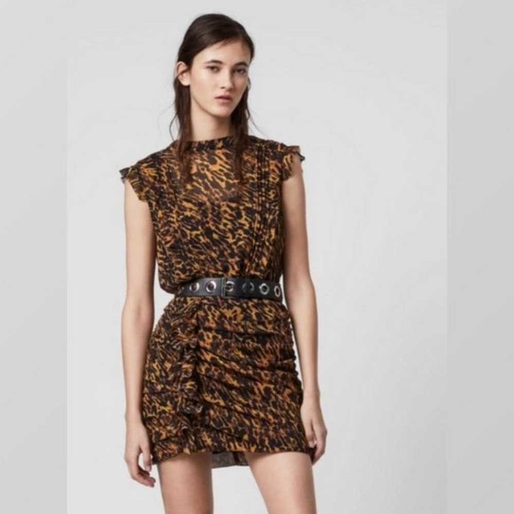 ALLSAINTS Hali Ambient Dress Leopard Print Ruched… - image 7