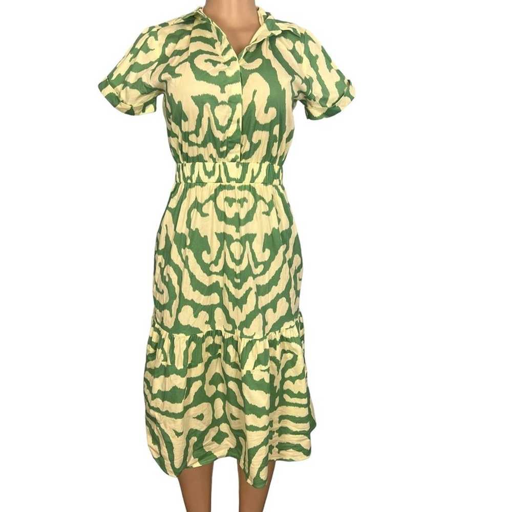 Sheridan French Womens Green Short Sleeve Midi Le… - image 1