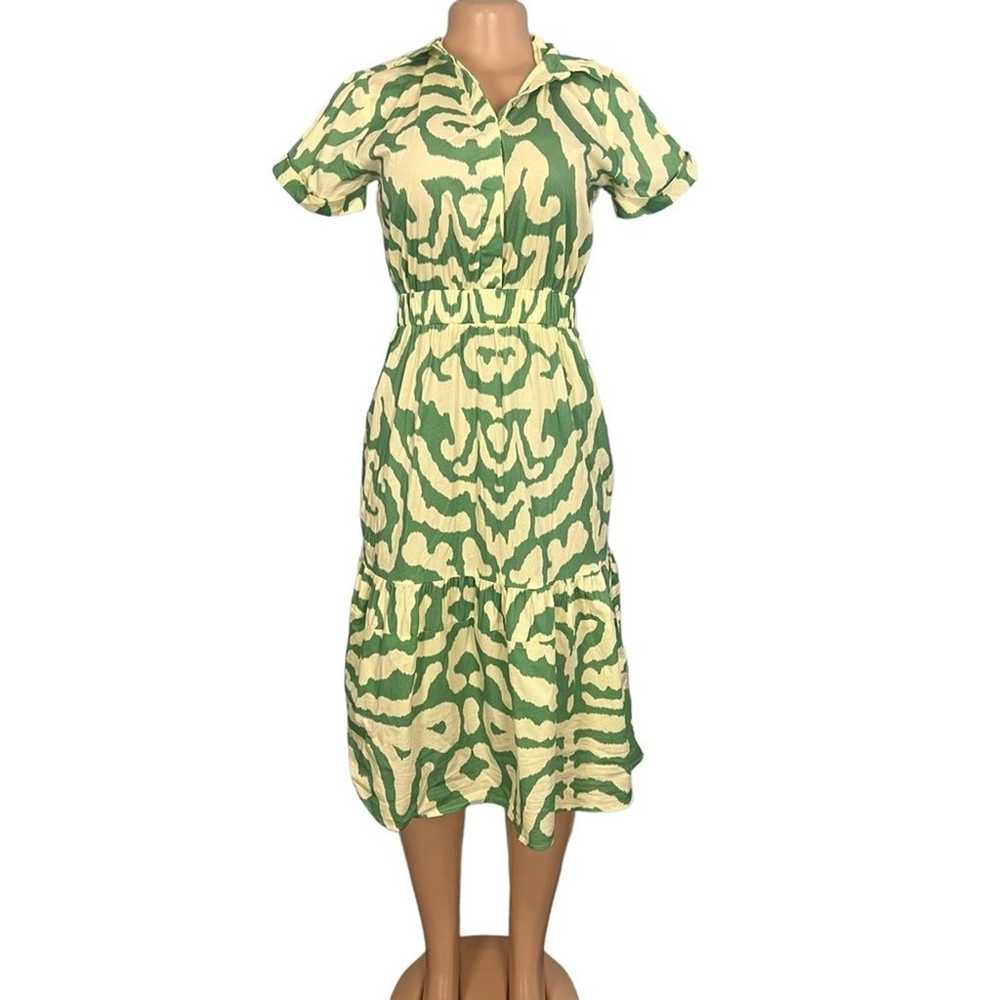 Sheridan French Womens Green Short Sleeve Midi Le… - image 2