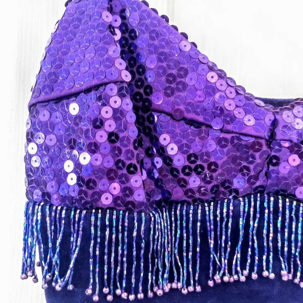 Vintage Purple Velvet Fringe Flap Dress - image 2