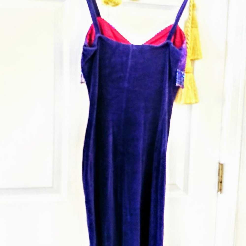Vintage Purple Velvet Fringe Flap Dress - image 3