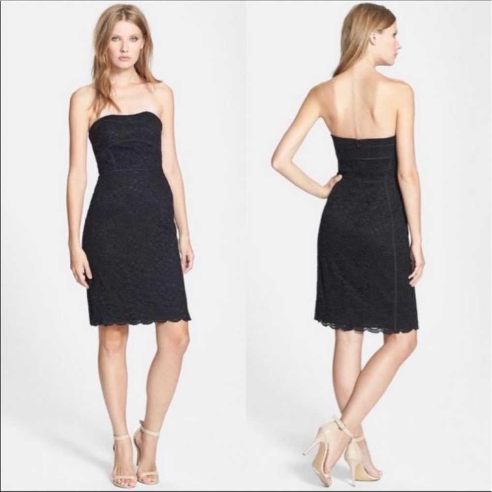 DVF black lace strapless cocktail dress size 6 - image 1
