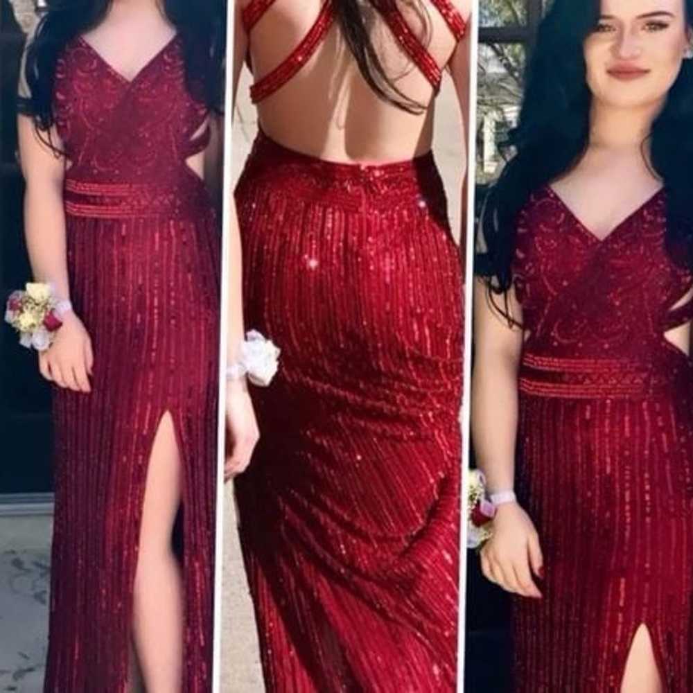 Deep Ruby Red Beaded FORMAL Dress/Gown SZ 2 - image 1