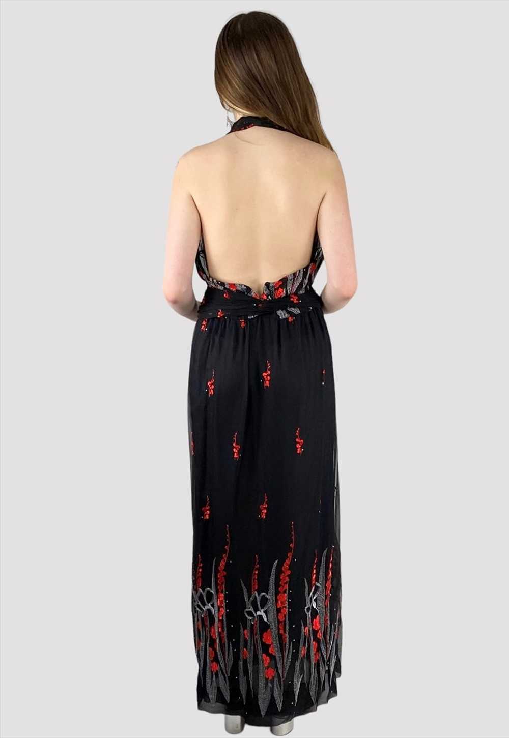 Rita Padova 70's Black Vintage Red Halter Neck Ma… - image 5