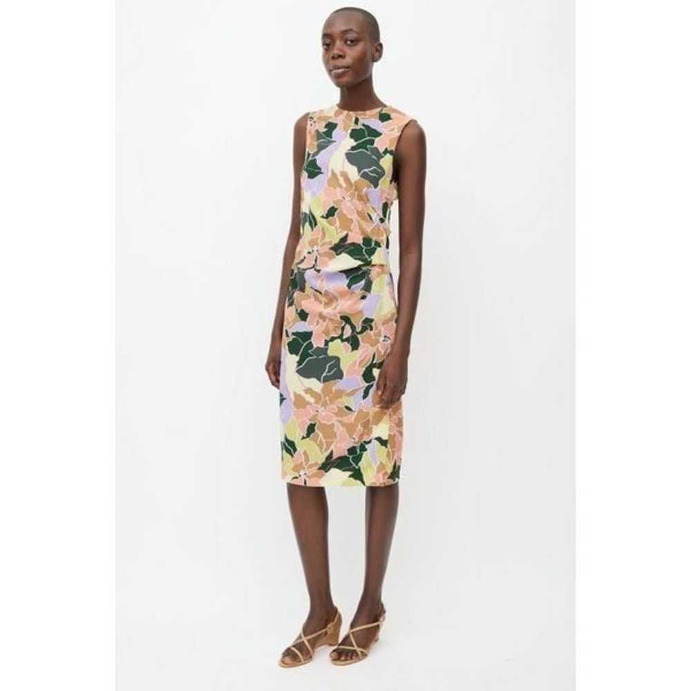 Dries Van Noten Pink Floral Round Neck Sheath Off… - image 2