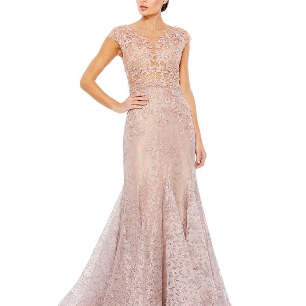 Lace Beaded Sheer Evening Gown - image 2