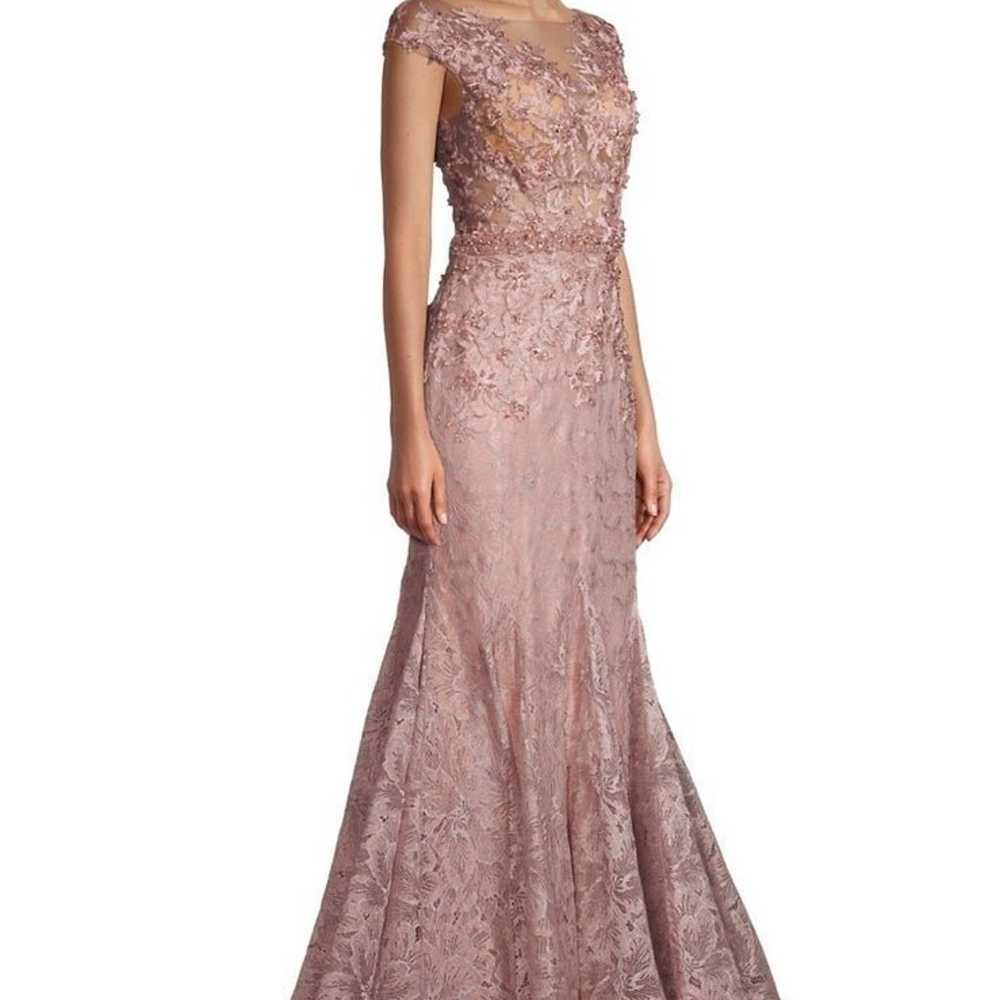 Lace Beaded Sheer Evening Gown - image 4