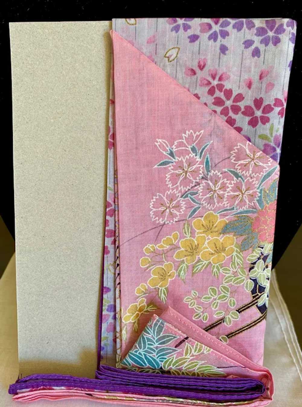 Vintage Japanese Boxed Cotton Handkerchiefs Butte… - image 5