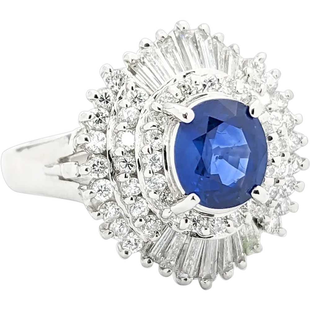 1.06ct Blue Sapphire & .85ctw Diamond Ring In Pla… - image 1