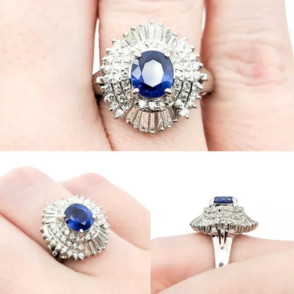 1.06ct Blue Sapphire & .85ctw Diamond Ring In Pla… - image 2