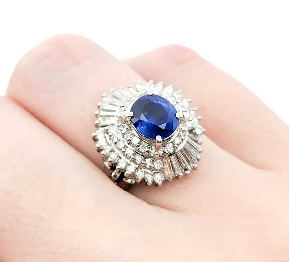 1.06ct Blue Sapphire & .85ctw Diamond Ring In Pla… - image 3