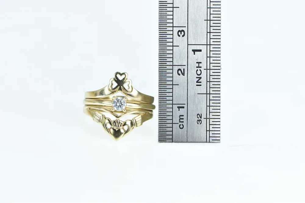 14K 0.17 Ct Diamond Claddagh Bridal Engagement Ri… - image 4
