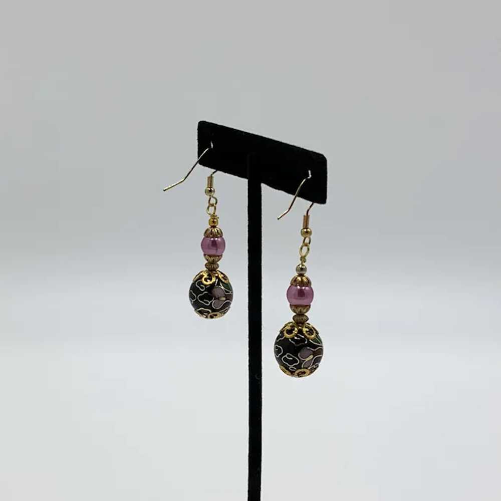 Repurposed Cloisonne Bead Dangle Earrings - image 4