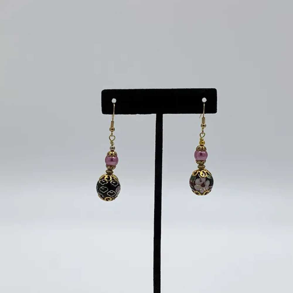 Repurposed Cloisonne Bead Dangle Earrings - image 5