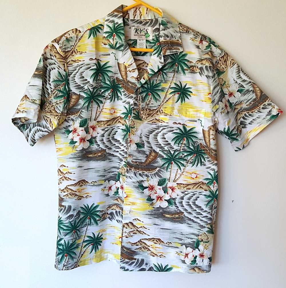 Vintage KYs Hawaiian Aloha Mens Shirt - M - Cocon… - image 1